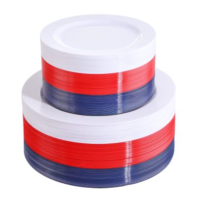 FLOWERCAT 180PCS 4th of July Plates for Independence Day - 4th of July Decorations Include 60Blue Plates, 60White Plates and 60 Red Plates
