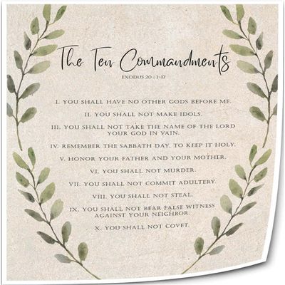 10 Commandments Wall Art Bible Quotes Poster Scripture Wall Decorative Picture Painting Artwork Home Hanging Decoration Poster for Bedroom (16x24inch(40x60cm),Unframed)