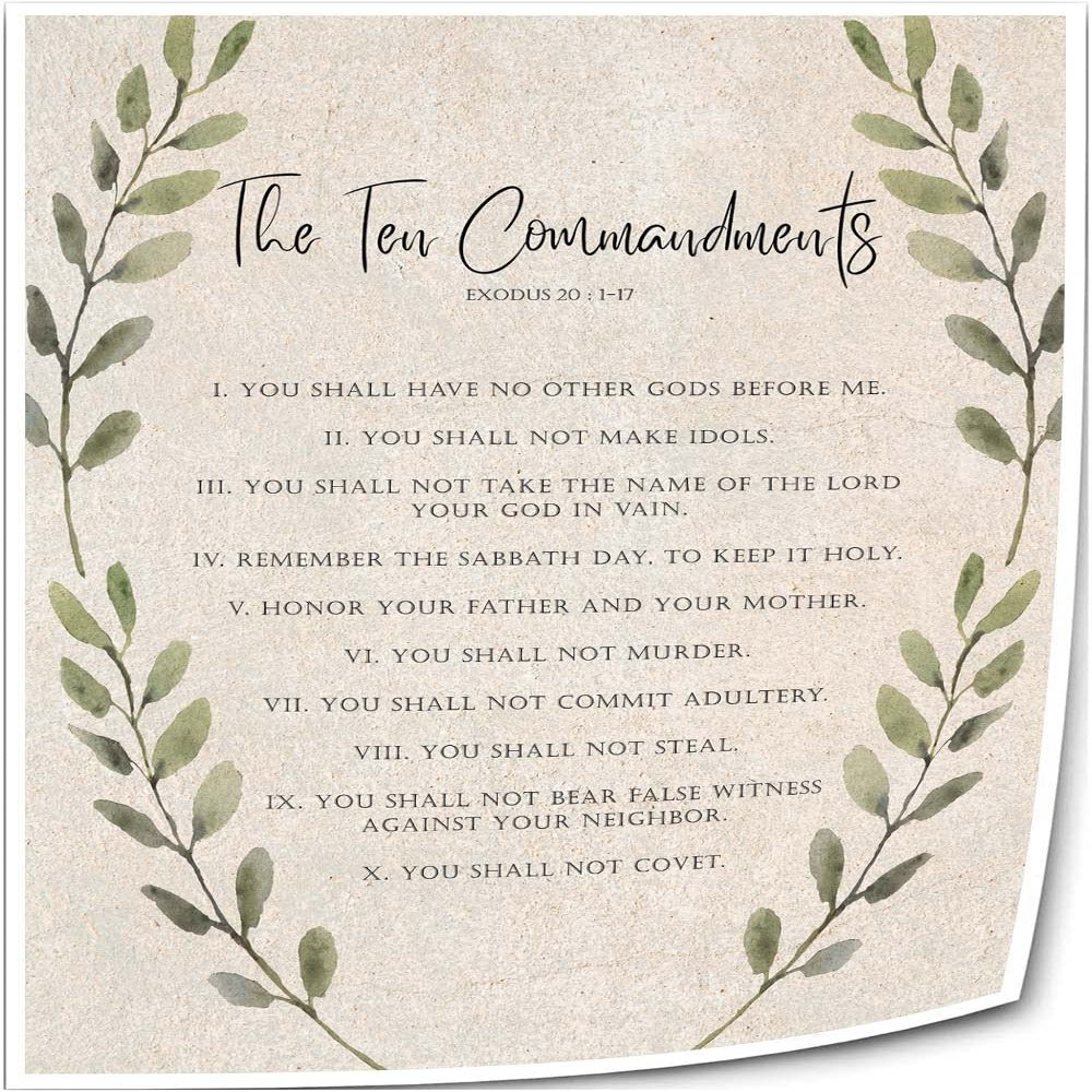 10 Commandments Wall Art Bible Quotes Poster Scripture Wall Decorative Picture Painting Artwork Home Hanging Decoration Poster for Bedroom (16x24inch(40x60cm),Unframed)