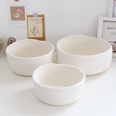 Small Woven Basket Storage Pack of 3 (White)
