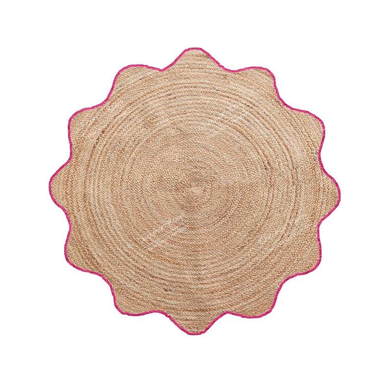 4x4, 5x5, 6x6,feet Natural Jute Scallop Round Rug, Floor Scalloped Edge Rug Braided Boho Eco Large Circular Handmade Area Rugs (CCRD2)
