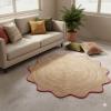4x4, 5x5, 6x6,feet Natural Jute Scallop Round Rug, Floor Scalloped Edge Rug Braided Boho Eco Large Circular Handmade Area Rugs (CCRD2) view 3
