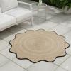 4x4, 5x5, 6x6,feet Natural Jute Scallop Round Rug, Floor Scalloped Edge Rug Braided Boho Eco Large Circular Handmade Area Rugs (CCRD2) view 3