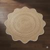 4x4, 5x5, 6x6,feet Natural Jute Scallop Round Rug, Floor Scalloped Edge Rug Braided Boho Eco Large Circular Handmade Area Rugs (CCRD2) view 2