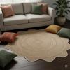 4x4, 5x5, 6x6,feet Natural Jute Scallop Round Rug, Floor Scalloped Edge Rug Braided Boho Eco Large Circular Handmade Area Rugs (CCRD2) view 3