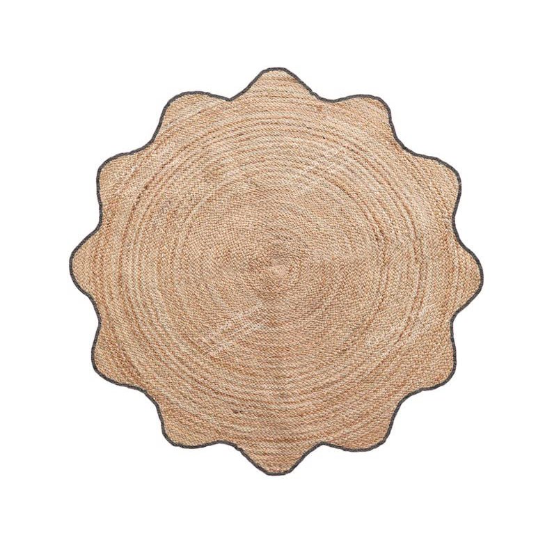 4x4, 5x5, 6x6,feet Natural Jute Scallop Round Rug, Floor Scalloped Edge Rug Braided Boho Eco Large Circular Handmade Area Rugs (CCRD2)