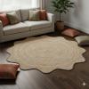 4x4, 5x5, 6x6,feet Natural Jute Scallop Round Rug, Floor Scalloped Edge Rug Braided Boho Eco Large Circular Handmade Area Rugs (CCRD2) view 3