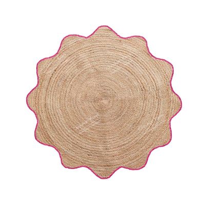 4x4, 5x5, 6x6,feet Natural Jute Scallop Round Rug, Floor Scalloped Edge Rug Braided Boho Eco Large Circular Handmade Area Rugs (CCRD2)