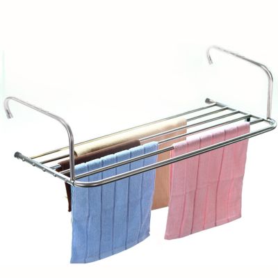 Clothes Bar Rack Hanging Storage Rail Large Clothes Drying Rack Drying Space Holds Up To 15 KG Radiator Mounted Towel Rail Metal Lightweight 6 Bar Airer Anti Slip Hanging Clothes Rack ( Size : 40*38*1