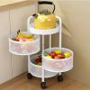 EMYJAY Fruit Basket for Kitchen, 360 Rotating Fruit Basket Rack Fruit Basket Fruit and Vegetable Basket with Wheels Fruit Basket Rack Trolley (Color : White, Size : 34x64.5cm) view 1