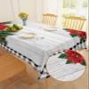 Rectangle Tablecloths 60x120, Christmas Poinsettia Table Cloth Table Cover Indoor/Outdoor Tabletop Decor for Wedding Holiday Party Dinner Baby Shower Black White Plaid Xmas Tree Pine Cones Wood view 2