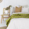 DecorAvenue Luxury Crushed Velvet Throw Blanket with Tassels Sofa Bed Soft Blankets Boho Warm Throws Cozy Plush Lightweight (Olive Green, 50 x 60 Inches) view 3