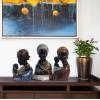 AOPPLSOT African Deco Sculpture, Mother and Son African Figurines Statue, Decoration for Living Room, Apartment Modern, Deco Office,Mother's Day for Decor,Blue view 2