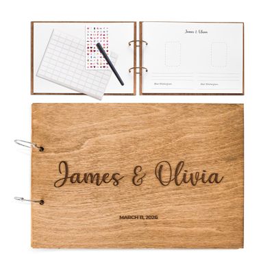 Polaroid Guest Book for Wedding - Wooden Instax Photo Party Bridal Shower Graduation Sign Album (Small 8,5" x8,5, 30 Pages)