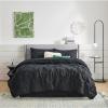 All-Season 500 GSM Goose Down Alternative Quilted Pinch Pleated 1 PC Comforter 800 TC Egyptian Cotton Soft & Fluffy Breathable (2 Pinch Pleated Pillowcases 'Free') Super King, Black view 2