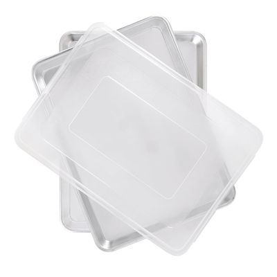 Nordic Ware Naturals Half Sheet Set - USA Made Aluminum Commercial Quality Sheet Pan for Baking or Roasting, Encapsulated Galvanized Steel Rim Prevents Warping, 2pk Half + Lid