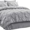 All-Season 500 GSM Goose Down Alternative Quilted Pinch Pleated 1 PC Comforter 800 TC Egyptian Cotton Soft & Fluffy Breathable (2 Pinch Pleated Pillowcases 'Free') Emperor King, Silver Gray view 1