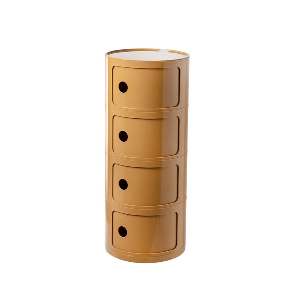 Round Bedside Table 2/3/4 Tier Plastic Nightstand Storage Unit Chest W/Drawers & Sliding Door Nordic Modern Bedside Cabinet for Bedroom