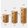 Round Bedside Table 2/3/4 Tier Plastic Nightstand Storage Unit Chest W/Drawers & Sliding Door Nordic Modern Bedside Cabinet for Bedroom view 3