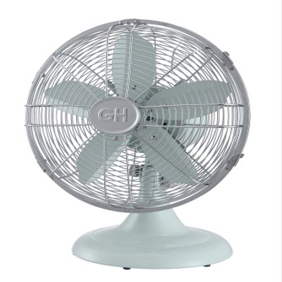 Good Housekeeping 92604 All-Metal 12" Retro Desk Office Table Fan with Wide Oscillation, 3-Speed Settings & Carrying Handle, Breezewave