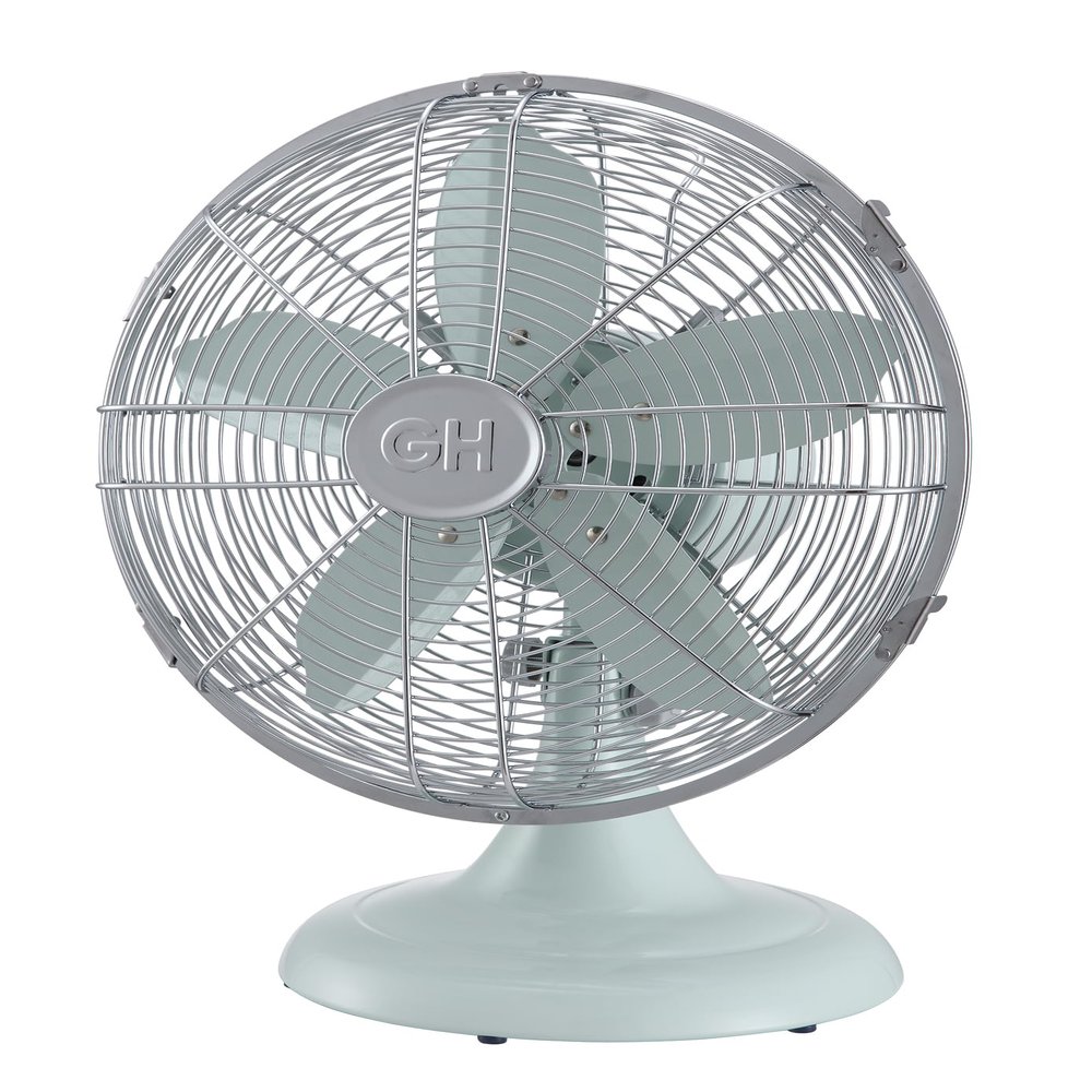 Good Housekeeping 92604 All-Metal 12" Retro Desk Office Table Fan with Wide Oscillation, 3-Speed Settings & Carrying Handle, Breezewave