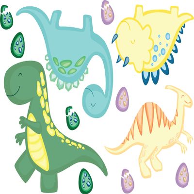 Dinosaur Wall Dcor for Kids Bedrooms Cute Dinosaurs & Dinosaur Eggs Wall Decals Made in USA (Dinosaur, Large)