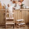 Kitchen Tower, Toddler Tower, Montessori Kitchen Tower, Kitchen Stool, Montessori Furniture, Activity Tower (White, With Chair + Pillow) view 3