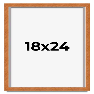 18x24 Frame Brown Traditional Honey Pecan Solid Wood Picture Frame | 0.875 Inch Moulding Width | 0.875 Rabbet Depth | with UV Acrylic Plexiglass, Foam Board Backing & Hanging Hardware Included