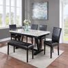 Beautiful 6pc Dining Set White Faux Marble Table Top Black PU Fabric Chairs Bench Home Furniture view 1