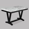 Beautiful 6pc Dining Set White Faux Marble Table Top Black PU Fabric Chairs Bench Home Furniture view 2