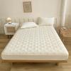 ZIQINPSQ Solid Thicken Fitted Sheet,Breathable and Soft Fit and Quilted Mattress Pad, Deep Pocket for 6-18 inches, Non-Slip and Noiseless (Beige, Twin XL) view 1
