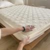 ZIQINPSQ Solid Thicken Fitted Sheet,Breathable and Soft Fit and Quilted Mattress Pad, Deep Pocket for 6-18 inches, Non-Slip and Noiseless (Beige, Twin XL) view 3