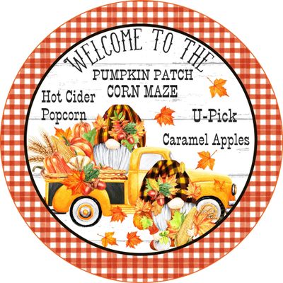Vintage Metal Tin Signs Welcome to The Pumpkin Patch Fall Sign - Grateful Thankful Blessed - Craft Supplies - Pumpkin Wreath Sign- Wreath Center Metal Poster 6x6 Inch