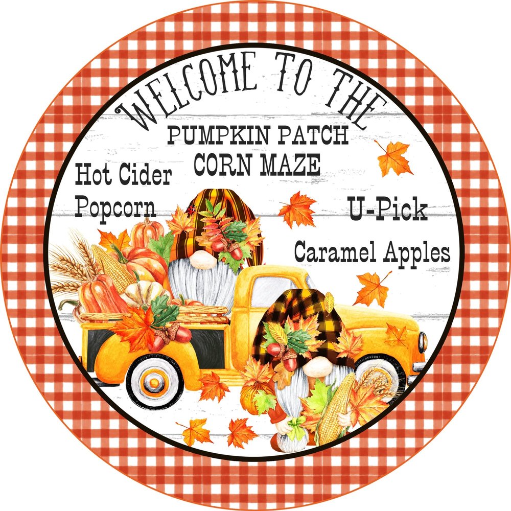 Vintage Metal Tin Signs Welcome to The Pumpkin Patch Fall Sign - Grateful Thankful Blessed - Craft Supplies - Pumpkin Wreath Sign- Wreath Center Metal Poster 6x6 Inch