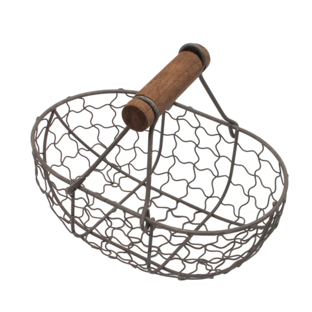UPKOCH Large Retro Storage Basket Creative Wire Holder for Fresh Eggs Vintage Style Container with Handle Farmhouse Decorative Storage Solution for Kitchen and Countertop