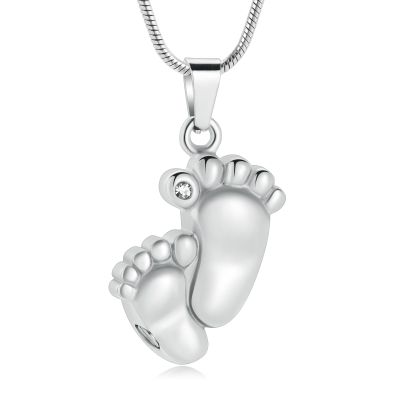 mingkejw Footprint Urn Necklace for Ashes Cremation Jewelry for Women Men Stainless Steel Baby Foot Memorial Necklaces Keepsake Jewelry for Human Pet Ash Holder with Filler Tool