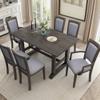 7-Piece Kitchen Trestle Dining Table Set,with Upholstered Side Chair and Arm Chair, Set of 6,Ergonomic Backrest,for Dining Room, Living Room. (Grey#1) view 1