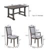 7-Piece Kitchen Trestle Dining Table Set,with Upholstered Side Chair and Arm Chair, Set of 6,Ergonomic Backrest,for Dining Room, Living Room. (Grey#1) view 3