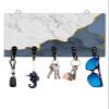 Key Holder for Wall Blue Marble Decorative Key Hanger for Wall White Modern Abstract Art Luxurious Wall Mounted Key Racks with 5 Rustic Key Hooks Wood Key Holder for Entryway Hallway Doorway Office view 1