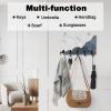 Key Holder for Wall Blue Marble Decorative Key Hanger for Wall White Modern Abstract Art Luxurious Wall Mounted Key Racks with 5 Rustic Key Hooks Wood Key Holder for Entryway Hallway Doorway Office view 2