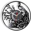 Wall Clock Peacock Bird Wall Clock with Feather Wall Art Modern Wall Clock Whimsical Vinyl Record Retro Wall Clock Decorative Wall Clock view 1
