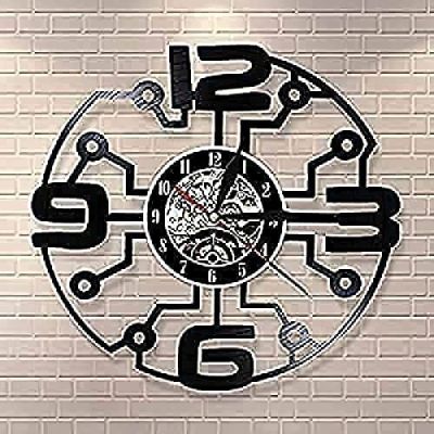 Vintage Vinyl Record Wall Clock with Large Numbers Modern Wall Art Futuristic Home Decor Living Room Wall Clock Housewarming Gift Diameter 30cm