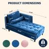 BAMOOLI 64'' Velvet Chaise Lounge Indoor, Modern Longue Chair Upholstered Chaise Longue with Support Pillow, Button Tufted Seat Cushion, Sleeper Sofa Recliner for Bedroom, Living Room, Apartment, Blue view 2