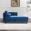 BAMOOLI 64'' Velvet Chaise Lounge Indoor, Modern Longue Chair Upholstered Chaise Longue with Support Pillow, Button Tufted Seat Cushion, Sleeper Sofa Recliner for Bedroom, Living Room, Apartment, Blue view 3