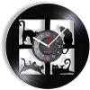 Round Wall Clock Cat Silhouette Wall Clock Pet Animal Pane Designed Wall Watch Carved Vinyl Record Art Home Decorative Gift view 1