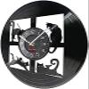 Round Wall Clock Cat Silhouette Wall Clock Pet Animal Pane Designed Wall Watch Carved Vinyl Record Art Home Decorative Gift view 2