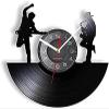 Round Wall Clock Saxophonist and Guitarist Jazz Music Room Band Laser Cut Shadow Art Club Pub Watch Retro Timepieces Decorative Gift view 1