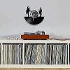 Round Wall Clock Saxophonist and Guitarist Jazz Music Room Band Laser Cut Shadow Art Club Pub Watch Retro Timepieces Decorative Gift view 3