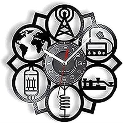 Silent Quartz Wall Clock Brussels Architecture Gramophone Belgium Cityscape Minimalist Wall Art Vintage Vinyl Album Record Craft Arabic Numerals