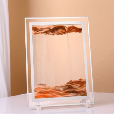 VIDECOR Painting Ornament 3D Quicksand Moving Sand Frame Creative Art Oranment Hourglass Flowing Sand Painting Nordic Home Decor Desktop Deecoration,A-10in